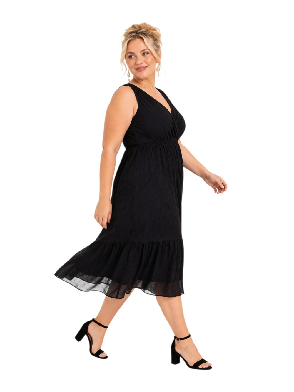 TORRID Black Sleeveless Surplice Crinkle Gauze Flowy Midi Dress NWT - Picture 5 of 10